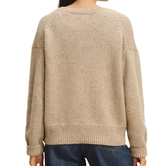 Buck Mason Highland Alpaca Boxy V-Neck Heather Khaki Size  XL - Picture 4 of 10